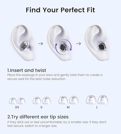 Upgrade Stylish Ear Plugs for Sleep, 45dB Noise Reduction, Side Sleeper Friendly, All-Day Comfort, Reusable, Earplugs for Muffling Snoring, Focus, Travel, Noise-Sensitive, Motorcycle | Designed to reduce snoring, traffic and background noise while helping