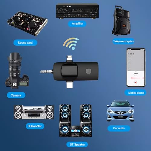 Wireless Lavalier Microphone Dual-Set, 3-in-1 Receiver (Lightning/USB-C/3.5 mm), 2 Clip-On Mics, 20 m Range, Plug-and-Play Audio for iPhone, Android, DSLR, YouTube & Zoom
