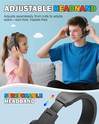 NUBWO U3 Gaming Headset with Mic for PC, PS4, PS5, Xbox 1, Mac, Switch, Wired Over-Ear Gaming Headphones with Mic Clear Call, Lightweight & in-Line Control-Black