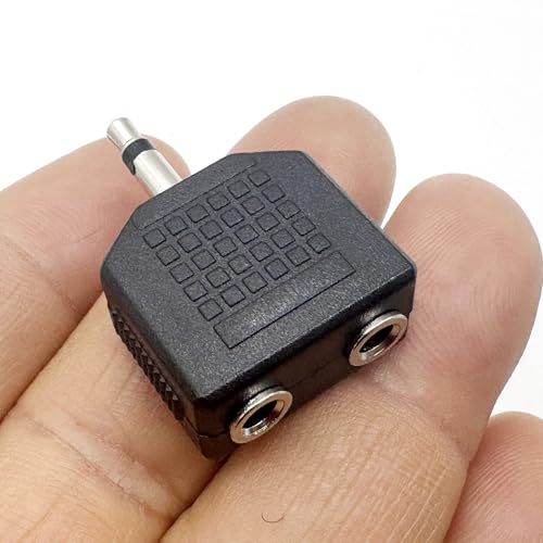 5pcs 3.5mm 1/8 Inch 1/8” Mono TS Male to Dual 2 Port 3.5mm Female Mono Audio Y Splitter Microphone Headphone Adapter Connector Converter