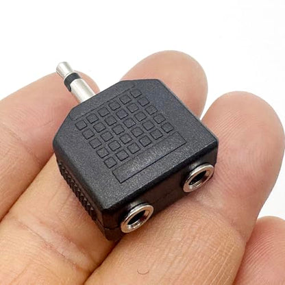 5pcs 3.5mm 1/8 Inch 1/8” Mono TS Male to Dual 2 Port 3.5mm Female Mono Audio Y Splitter Microphone Headphone Adapter Connector Converter