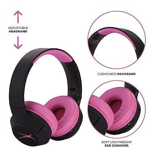 Altec Lansing Kid Safe Noise Cancelling Wireless Headphones 15H Battery, 85dB Volume Limit, Foldable Design Powerful Sound, Active Noise Cancellation Perfect for Kids Ages 7+ (Blackout Pop Pink) - color: Blackout Pop Pink