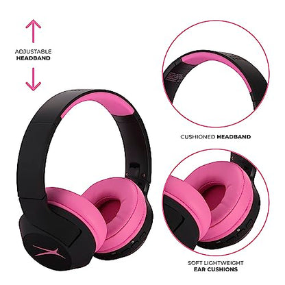 Altec Lansing Kid Safe Noise Cancelling Wireless Headphones 15H Battery, 85dB Volume Limit, Foldable Design Powerful Sound, Active Noise Cancellation Perfect for Kids Ages 7+ (Blackout Pop Pink) - color: Blackout Pop Pink
