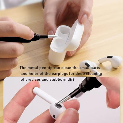 Cleaner Kit for Earbuds, Cleaning kit for Airpods Pro 1 2 3, Multi-Function Cleaning Tool with Brush Flocking Sponge for Wireless Earphones Bluetooth Headphones Case Camera and Phone(Black) - color: Black