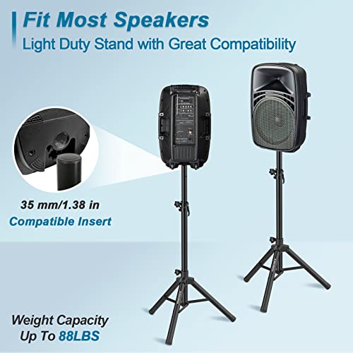Vondynote Tripod Speaker Stands Pair 33.5"-53.5" PA DJ Mini Speaker Stands | 35mm Pole Mount, Short Mini Speaker Mount Stand Pair, Adjustable Height