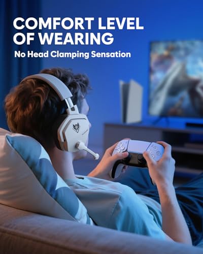 NUBWO Wireless Gaming Headset with Mic for Ps5 Ps4 PC, Zero Interference, 100-Hour Battery All-Day Play, 23ms Sync for Fortnite & Call of Duty/FPS Gamers, Triple Mode All Devices Compatible - White - color: White