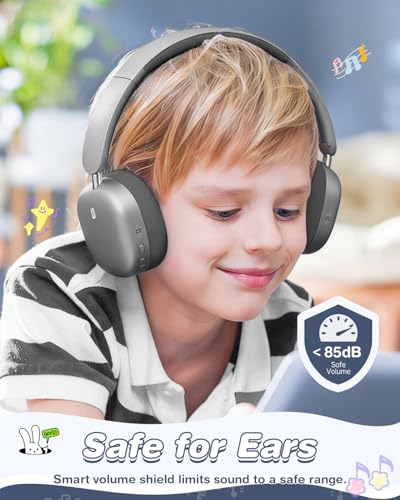 Wentronic Kids Headphones Wireless Bluetooth 5.4,Foldable Over Ear Headphones with 3.5mm Wired Mode,Safe Volume Limit,48H Playtime,Clear Calls,HD Sound for Toddlers/Children/School/Travel,Space Grey - color: Space Grey