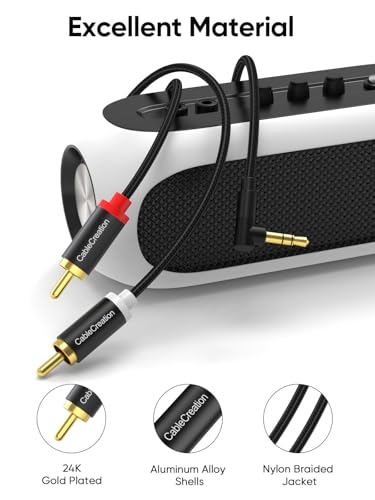 CableCreation 3.5mm to RCA Cable 6.6FT,Angle 3.5mm to 2RCA Audio Y Splitter | HiFi Sound, RCA to Aux Stereo Splitter for Smartphones, MP3, Tablets, Speakers, Echo Dot, Home Theater, HDTV, 2M - color: Black, size: 6.6FT