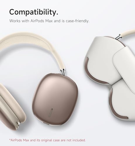 SURITCH AirPods Max Case, TPU Anti-Scratch Ear Cups Cover, Rugged Shockproof Protective Accessories for Apple Headphones - Desert Titanium - color: Desert Titanium