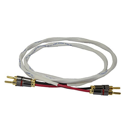 Blue Jeans Cable Ten White Speaker Cable, with Welded Terminations (Single Cable - for one Speaker), Assembled in USA (10 Foot, Bananas to Bananas) - size: 10 foot, style: Bananas to Bananas