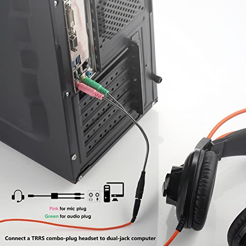 Headphone Splitter for Computer 2 Pack Headset Splitter Cable for PC | Braided CTIA 3.5mm TRRS Female to Dual TRS Male Mic Audio Jack Y Headset Splitter Adapter Laptop to Gaming Headset - 8 inch - size: 2 Pack / 0.6 Feet