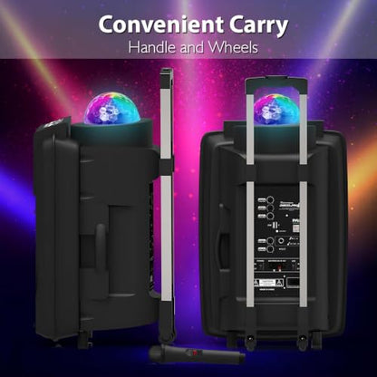 Pyle Wireless Portable PA Speaker System - 700 W Battery Powered Rechargeable Sound Speaker and Microphone Set with Bluetooth MP3 USB Micro SD FM Radio AUX 1/4" DJ lights - For PA / Party - color: Charcoal