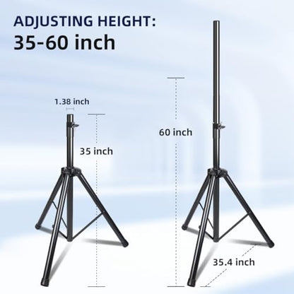 2 Pack Universal Speaker Stands Pair, Height Adjustable Tripod from 35 to 60 Inch 35 MM Compatible Insert with Carrying Bag for Stage