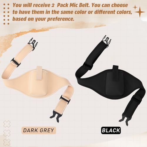 Foilswirl 2 Pack Mic Belt for Fitness Instructor Microphone Belt Holder Adjustable Carrying Pouch Waistband Bag Case for Theatre, Speaker, Singers, Teaching(Nude, Black) - color: Nude, Black