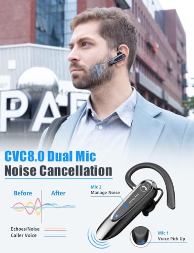 Link Dream 2 Pack Bluetooth Earpiece for Cell Phone with Mute - size: 2 Pack
