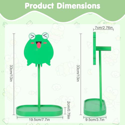 Frog Cute Headphone Stand with Storage Tray, HSSZXFR Decorative Wooden Headphone Stand Hanger with Cable Holder, Desk Decor Gaming Gifts for Player Girlfriend Office Worker, Headset Holder Accessories