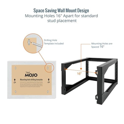 Tecmojo 6U Wall Mount Server Rack Swing Gate, Wall Mount Rack for 19in Computer/AV/Data/IT/Media Equipment, Open Frame Server Rack with 24in Depth, Square&Tapped Holes - size: 6U/24" Depth (New)
