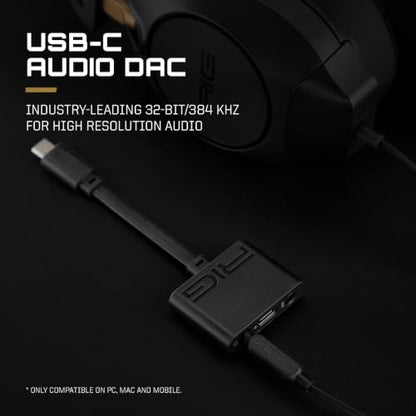 RIG R5 Spear MAX HD Wired PC Gaming Headset | 40mm GrapheneQ™ 드라이버, USB-C 오디오 DAC, 돌비 애트모스 3D 오디오, 탈착식 노이즈 캔슬링 마이크, 메모리 폼 - 3.5mm 및 USB-C - color: 블랙.