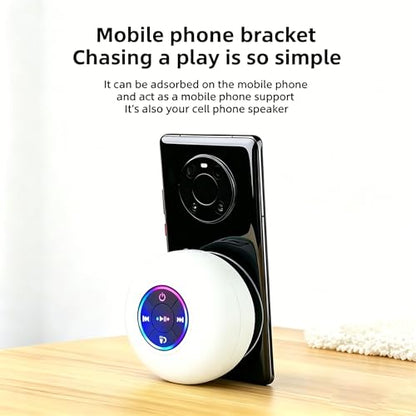 Mini Bluetooth Shower Speaker White, Silicone Suction Cup Portable Speaker with LED Lights, IPX4 Waterproof, Built in Mic, for Bathroom Kitchen Outdoors, Ideal Gifts (White) - color: White