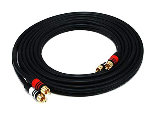Monoprice Premium Two-Channel Audio Cable - 12 Feet - Black | 2 RCA Plug to 2 RCA Plug 22AWG, Male to Male - size: 12ft