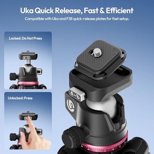 ULANZI TZ01 Carbon Fiber Tripod 64.2inch, 2-in-1 Detachable Center Column Mini Tripod, Camera Stand with 360° Ball Head, Uka Quick Release, 2.43lb Lightweight Travel Tripod for Camera/Phone