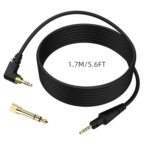 Sqrmekoko Replacement Audio Cable for Pioneer HDJ-X7/X5/S7/CX – 2.5mm to 3.5mm & 6.35mm AUX Cord, Gold-Plated Jacks, 5.6ft L-Shaped Plug