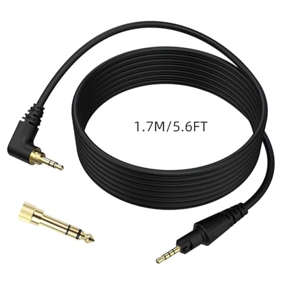 Sqrmekoko Replacement Audio Cable for Pioneer HDJ-X7/X5/S7/CX – 2.5mm to 3.5mm & 6.35mm AUX Cord, Gold-Plated Jacks, 5.6ft L-Shaped Plug