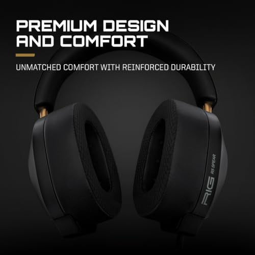 RIG R5 Spear MAX HD Wired PC Gaming Headset | 40mm GrapheneQ™ 드라이버, USB-C 오디오 DAC, 돌비 애트모스 3D 오디오, 탈착식 노이즈 캔슬링 마이크, 메모리 폼 - 3.5mm 및 USB-C - color: 블랙.