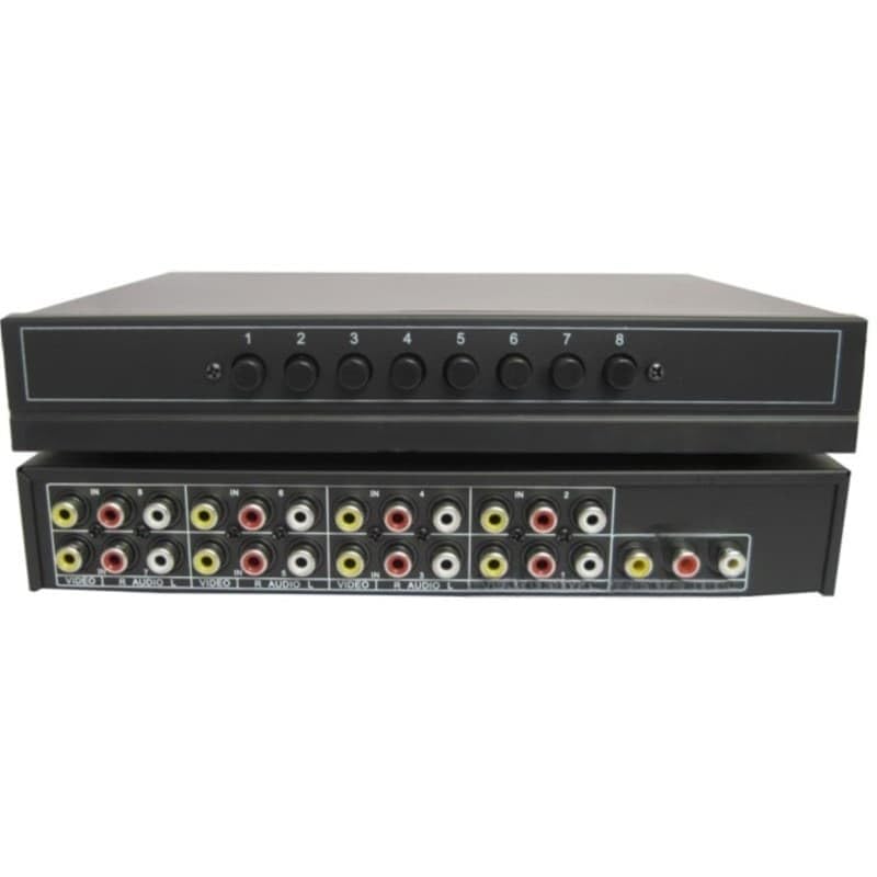 8-Port Video/Audio switcher, AV/RCA selector, 8 inputs, 1 Output, Shared Manual Switch Box
