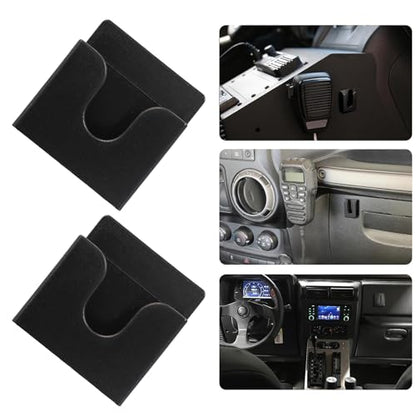 2PCS Black Radio Microphone Hanger, 30x30x16mm, Style 2 | Adhesive Back, CB Microphone Holder, Plastic Car Mic Hanger, For Cars Homes Offices - size: 30 x 30 x16 mm ,Style 2