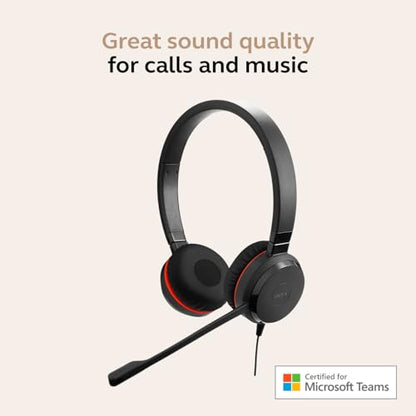 Jabra Evolve 20 SE Wired Dual-Ear Headset with Microphone for Work, USB-A and USB-C Wired Headphones, Microsoft Teams Certified, On-Ear Comfort, Connects to Laptops, iPhone & Android Devices - color: Mono, style: Microsoft Teams