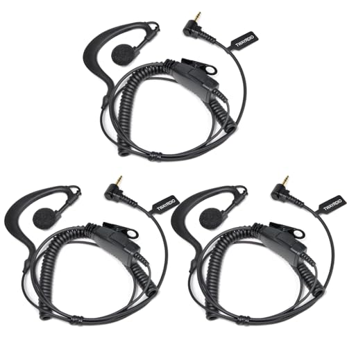 3 Pack Walkie Talkie G-Shape Earpiece with Mic for Motorola Talkabout Radio | Two-Way Radio Swivel Earhook Headset Ear Piece Headphone w/In-line Microphone PTT for T470 T600 T800 T465 T475 T460 T400 T200