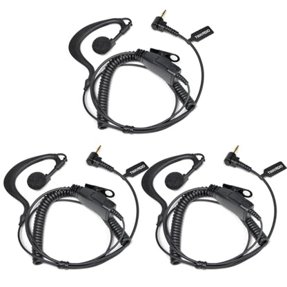 3 Pack Walkie Talkie G-Shape Earpiece with Mic for Motorola Talkabout Radio | Two-Way Radio Swivel Earhook Headset Ear Piece Headphone w/In-line Microphone PTT for T470 T600 T800 T465 T475 T460 T400 T200