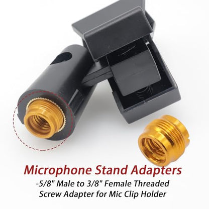 CashBeat 3-Pack Mic Stand Adapter, 5/8 to 3/8 Threaded Screw Connector | Microphone stand thread adapter, mic clip holder, metal, studio recording boom stand accessory - size: 3Pcs