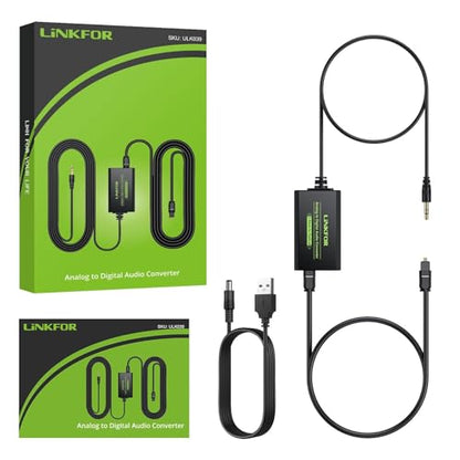LiNKFOR 3.5mm to SPDIF Converter Analog to Digital Audio Adapter for Enhanced Sound Toslink Optical Output 3.5mm to Optical with Optical Cable for Amplifiers & Soundbars - style: 3.5mm to SPDIF