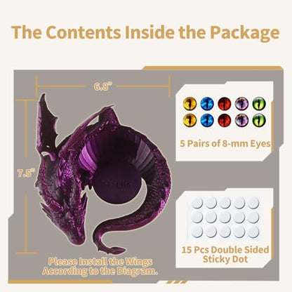 Fly Dragon Holder for Echo Dot 4th/5th Gen, 3D Printed Echo Dot Cover, 5 Color Eye Sets, Originally Designed Echo Dot Stand, Unique Echo Dot Case (Black Purple) - color: Black Purple