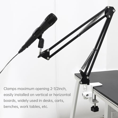 RTNLIT Desk Lamp Clamp, 0.49in/12.5mm 4 Hole Metal Table Mounting Clamp | Universal C Clamp for Magnifying Light/Microphone/Boom Scissor Arm, Fits up to 2-1/2 inches Desktop Thickness - color: Black