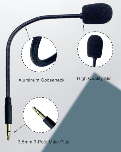 3.5mm Microphone Replacement for Gaming Headsets Universal Detachable Game Boom Gooseneck Noise Cancelling Mic for Mobile Phone PC Laptop PS4, 3-Pole Plug
