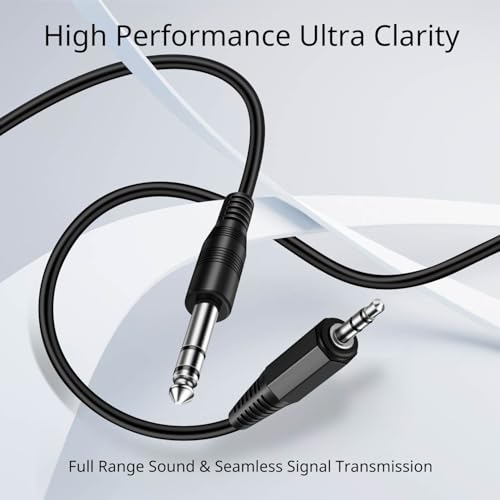 TNP 3.5mm to 6.35mm Bidirectional Stereo Audio Cable, Male to Male, 6FT | Quarter Inch to Headphone Jack Cord Connects Compatible Aux Devices, Amps, Speakers, Guitars, Keyboards, and Mixers - size: 6 Feet
