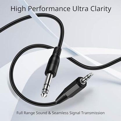 TNP 3.5mm to 6.35mm Bidirectional Stereo Audio Cable, Male to Male, 6FT | Quarter Inch to Headphone Jack Cord Connects Compatible Aux Devices, Amps, Speakers, Guitars, Keyboards, and Mixers - size: 6 Feet