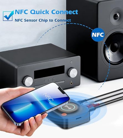 Bluetooth Receiver for Home Stereo, AUX RCA to Bluetooth Adapter | NFC Bluetooth Audio Receiver for Old Speakers Music Streaming Sound System, KAIY Convert Wired Speakers to Wireless