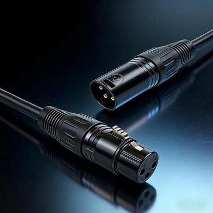 XLR Cables,Durable Male to Female Microphone Cable with Nickel-Plated 3-Pin for Studio & Live Sound & Speaker Systems & More (Black, 3FT) - size: 3 FT