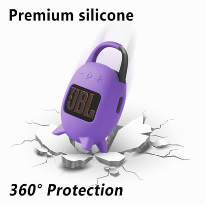 Geiomoo Silicone Carrying Case for JBL Clip 5, Protective Portable Scratch Shock Resistant Cover (Purple) - color: Purple