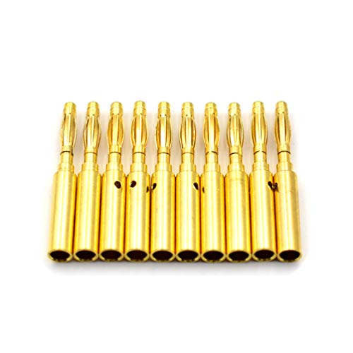 zhenyu 10sets Black/Red 2mm Small Banana Plug Connectors Gold Plate Wire Solder Type Banana Plugs for 2mm Banana Jack Plug Adapter