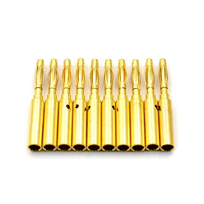 zhenyu 10sets Black/Red 2mm Small Banana Plug Connectors Gold Plate Wire Solder Type Banana Plugs for 2mm Banana Jack Plug Adapter