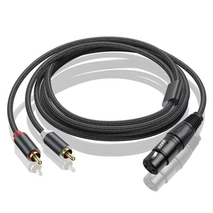 16FT Female XLR to Dual RCA Y Splitter Patch Cable,Unbalanced XLR Female to 2 RCA/Phono Plug Stereo Audio Interconnect Duplicator Lead Y-Cable Adapter - size: 16 FT