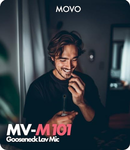 Movo MV-M101 Gooseneck Omnidirectional Lavalier Microphone- Compatible with DJI Mic/Rode Wireless Go Series Wireless Transmitters - Lapel Mic for Interviews and Content Creators (TRS 3.5mm)