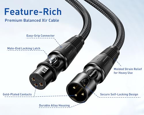 XLR Cable 3ft 6 Packs - Premium Balanced Microphone Cables Mic Cable | With 3-Pin Shielded Nylon Braided XLR Male to Female Mic Speaker Cable for Mixer, Speaker Systems 22AWG - size: 3 Feet-6 Pack