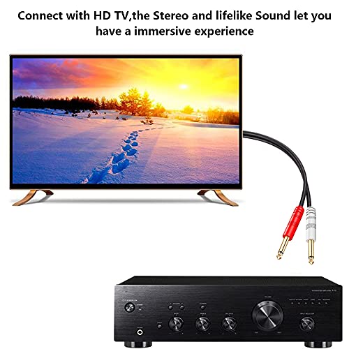 Tan QY RCA to 1/4 Cable 10Ft,Dual 1/4 inch 2 x 6.35mm TS Mono Male Jack to Dual RCA Male Audio Cable, for Phono Microphone Mic Mixer Amplifier,RCA Audio Wire Cords, Interconnect Cable (3M/10Ft) - size: 3M/10Ft