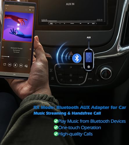 Bluetooth 5.3 Transmitter Receiver 2 in 1 with LCD Screen | Bluetooth Low Latency AUX Adapter for TV/Airplane/Car/Home Stereo, Bluetooth Audio Adapter for Headphones, Plug and Play - style: Single Link